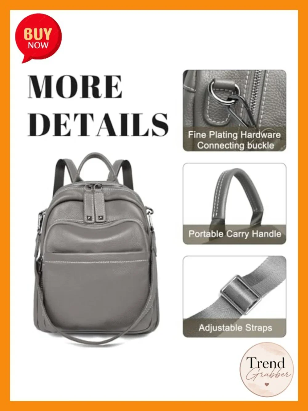 Genuine Leather Convertible Backpack Purse Womens Anti Theft Travel Handbag
